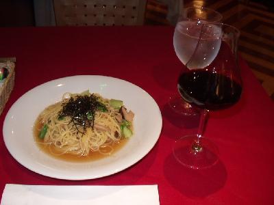 和風パスタ＆赤ワイン
